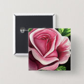 Roze Rose Vierkante Button 5,1 Cm (Voorkant /achterkant)