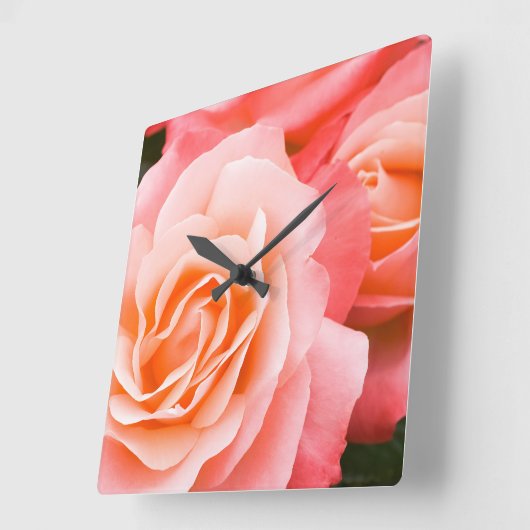 Roze Rose Vierkante Klok (Hoek)