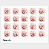 Roze Rose Vierkante Sticker (Vel)