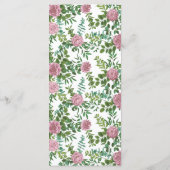 Roze Rose Vintage Wedding Menu (Achterkant)