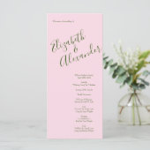 Roze Rose Vintage Wedding Menu (Staand voorkant)