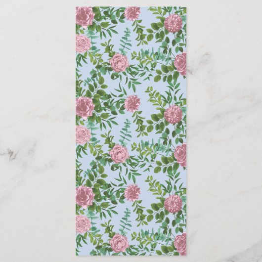 Roze Rose Vintage Wedding Menu (Achterkant)