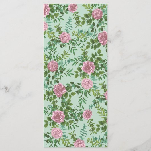 Roze Rose Vintage Wedding Menu (Achterkant)