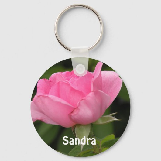 Roze Rose Voeg jouw naam Sleutelhanger toe (Voorkant)