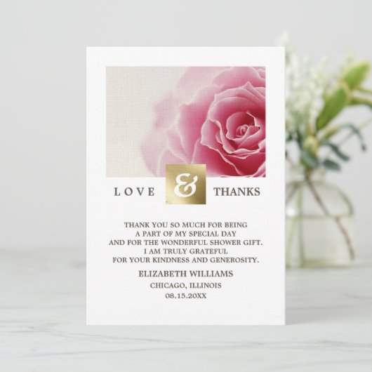 Roze Rose Vrijgezellenfeest Dank u wel fotokaarten Bedankkaart (Staand voorkant)