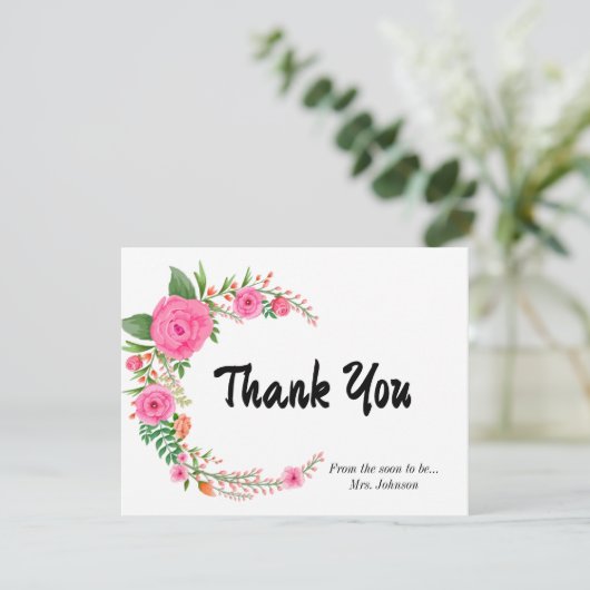 Roze Rose Vrijgezellenfeest - Hartelijk dank Kaart (Staand voorkant)