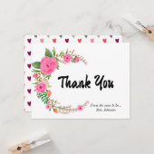 Roze Rose Vrijgezellenfeest - Hartelijk dank Kaart (Voorkant / Achterkant in situ)