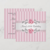 Roze Rose Vrouwen 60ste Verjaardagsfeest Kaart (Voorkant / Achterkant)