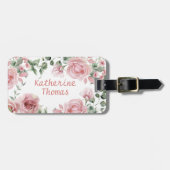 Roze Rose Vrouwen Custom Name Bagagelabel (Voorkant horizontaal)
