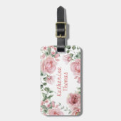 Roze Rose Vrouwen Custom Name Bagagelabel (Voorkant verticaal)