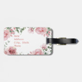 Roze Rose Vrouwen Custom Name Bagagelabel (Achterkant horizontaal)