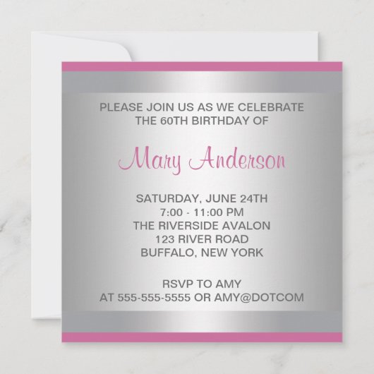 Roze Rose Vrouwen Verjaardagsfeest Kaart (Achterkant)