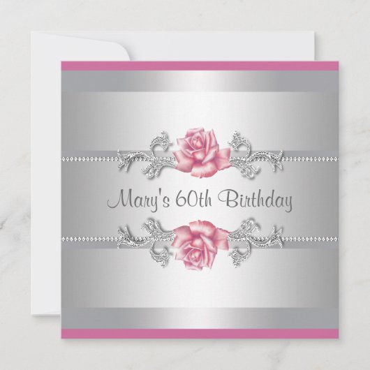 Roze Rose Vrouwen Verjaardagsfeest Kaart (Voorkant)