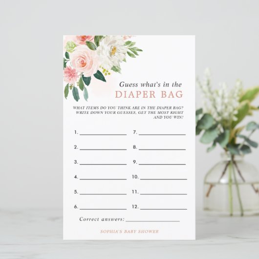 Roze Rose Wat is er in de luier tas douche spel (Staand voorkant)