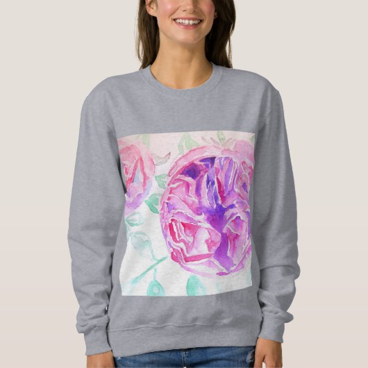 Roze Rose Waterverf bloemen Rozen T Shirt (Voorkant)
