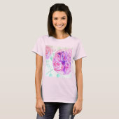 Roze Rose Waterverf bloemen Rozen T Shirt (Voorkant volledig)