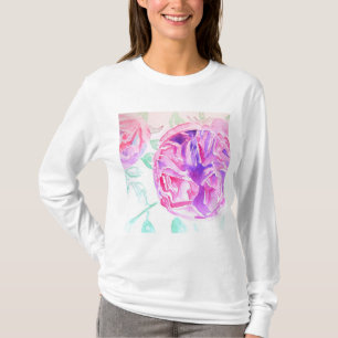 Roze Rose Waterverf bloemen Rozen T Shirt