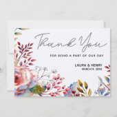 Roze Rose Waterverf Floral Hartelijk dank Kaart (Voorkant)