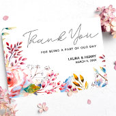 Roze Rose Waterverf Floral Hartelijk dank Kaart