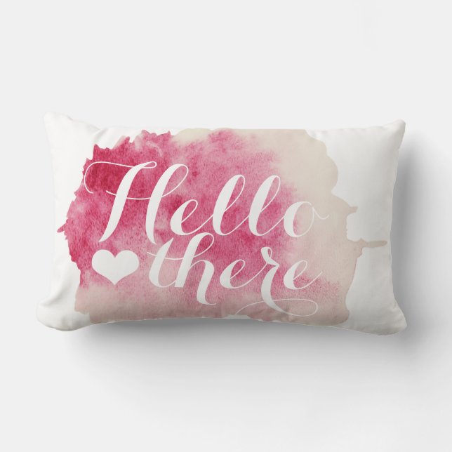 Roze Rose Waterverf Hallo Splatter Kussen (Voorkant)