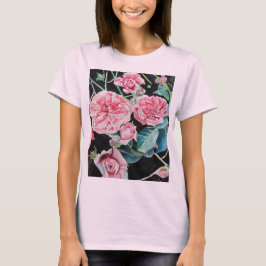 Roze Rose Waterverf Kool Victoriaans Rozen T-shirt