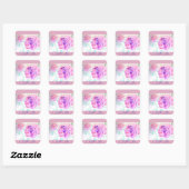 Roze Rose Waterverf Lila Roze met liefde Vierkante Sticker (Vel)