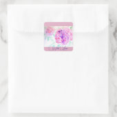 Roze Rose Waterverf Lila Roze met liefde Vierkante Sticker (Tas)