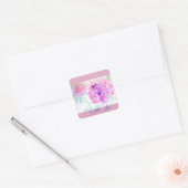 Roze Rose Waterverf Lila Roze met liefde Vierkante Sticker (Envelop)