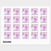 Roze Rose Waterverf Lila Roze met liefde Vierkante Sticker (Vel)