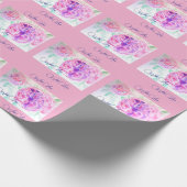 Roze Rose Waterverf Lila Rozen Bloem Bloem Cadeaupapier (Hoek)