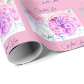 Roze Rose Waterverf Lila Rozen Bloem Bloem Cadeaupapier (Rol Hoek)
