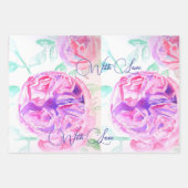 Roze Rose Waterverf Lila Rozen Bloem Bloem Inpakpapier Vel (Voorkant)