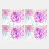 Roze Rose Waterverf Lila Rozen Bloem Bloem Inpakpapier Vel (Voorkant 3)
