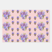 Roze Rose Waterverf Lila Rozen Bloem Bloem Inpakpapier Vel (Voorkant 2)