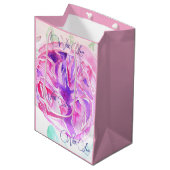 Roze Rose Waterverf Lila Rozen Bloem Bloem Medium Cadeauzakje (Voorkant Gekanteld)