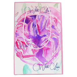 Roze Rose Waterverf Lila Rozen Bloem Bloem Medium Cadeauzakje