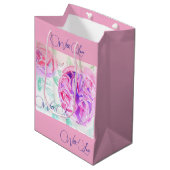 Roze Rose Waterverf Lila Rozen Bloem Bloem Medium Cadeauzakje (Voorkant Gekanteld)