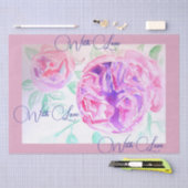 Roze Rose Waterverf Lila Rozen Bloem Bloem Tissuepapier (Craft)