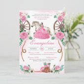 Roze Rose Waterverf Western Charro Quinceanera Kaart (Staand voorkant)