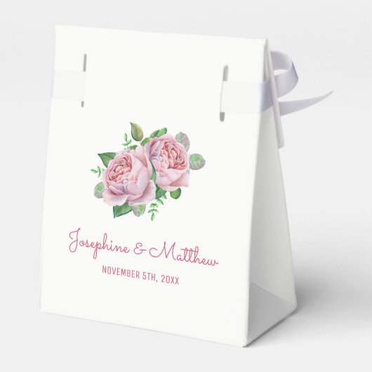 Roze Rose Wedding Bedankdoosjes (Achterkant)