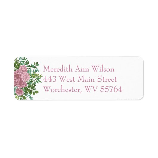 Roze Rose Wedding Floral Pastel Spring Etiket (Voorkant)