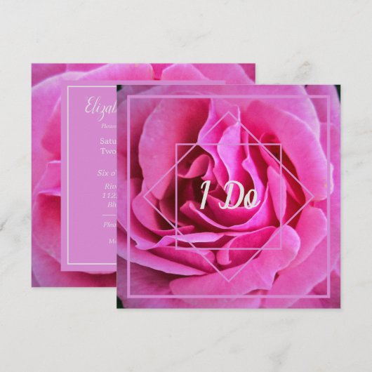 Roze Rose Wedding Kaart (Voorkant / Achterkant)