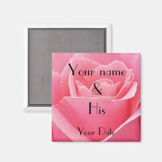 Roze Rose Wedding Magnet (Voorkant / Achterkant)
