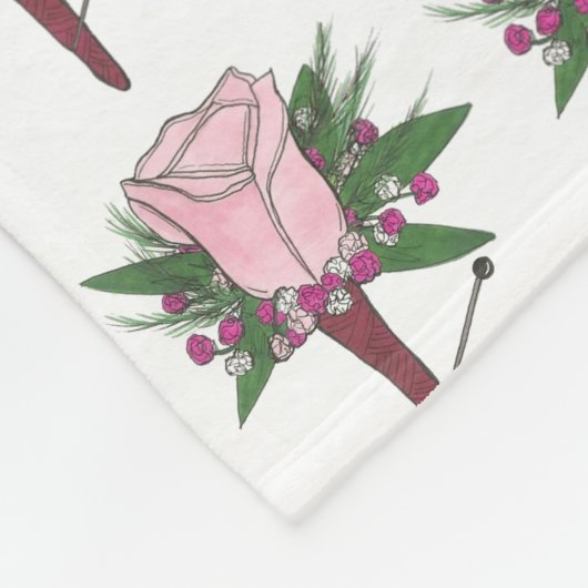 Roze Rose Wedding Prom Boutonniere Flower Floral Fleece Deken (Hoek)