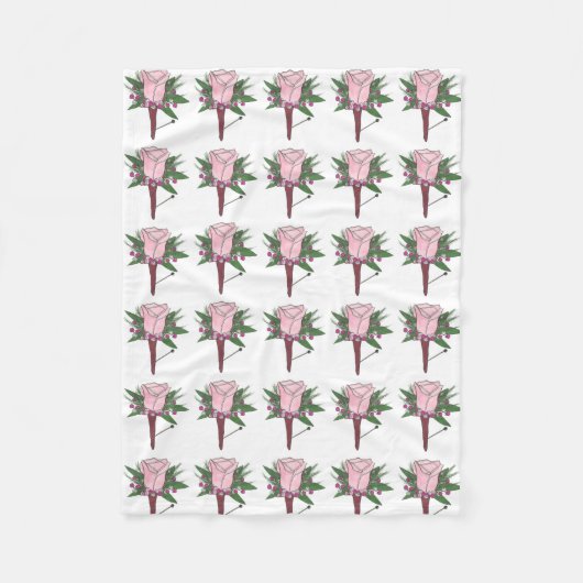 Roze Rose Wedding Prom Boutonniere Flower Floral Fleece Deken (Voorkant)