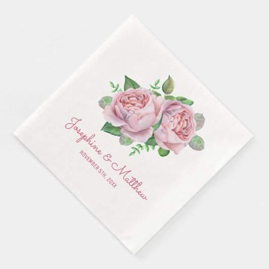Roze Rose Wedding Servet (Hoek)