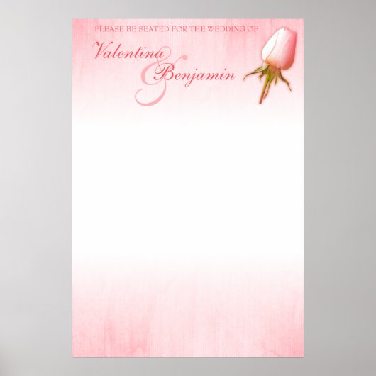 Roze Rose Wedding Table Plan blanco Poster (Voorkant)