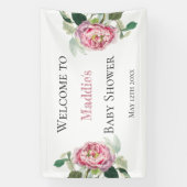 Roze Rose | Welkom Baby shower Spandoek (Verticaal)