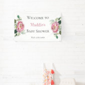 Roze Rose | Welkom Baby shower Spandoek (Insitu)