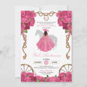 Roze Rose Western Charro Quinceanera Kaart (Voorkant)